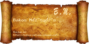 Bakos Mátyás névjegykártya